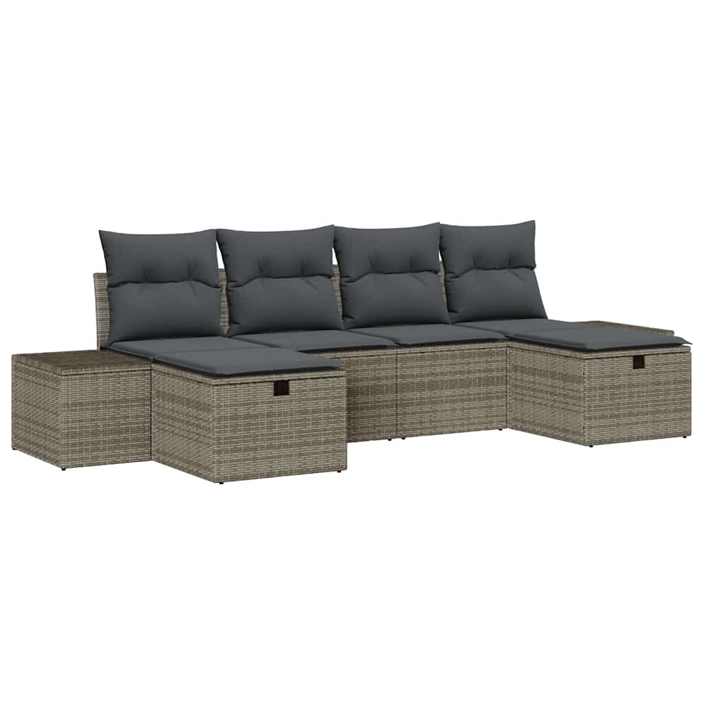 Ensemble de canapé de jardin avec coussin 6 pcs Gris polyrotin - XIOS