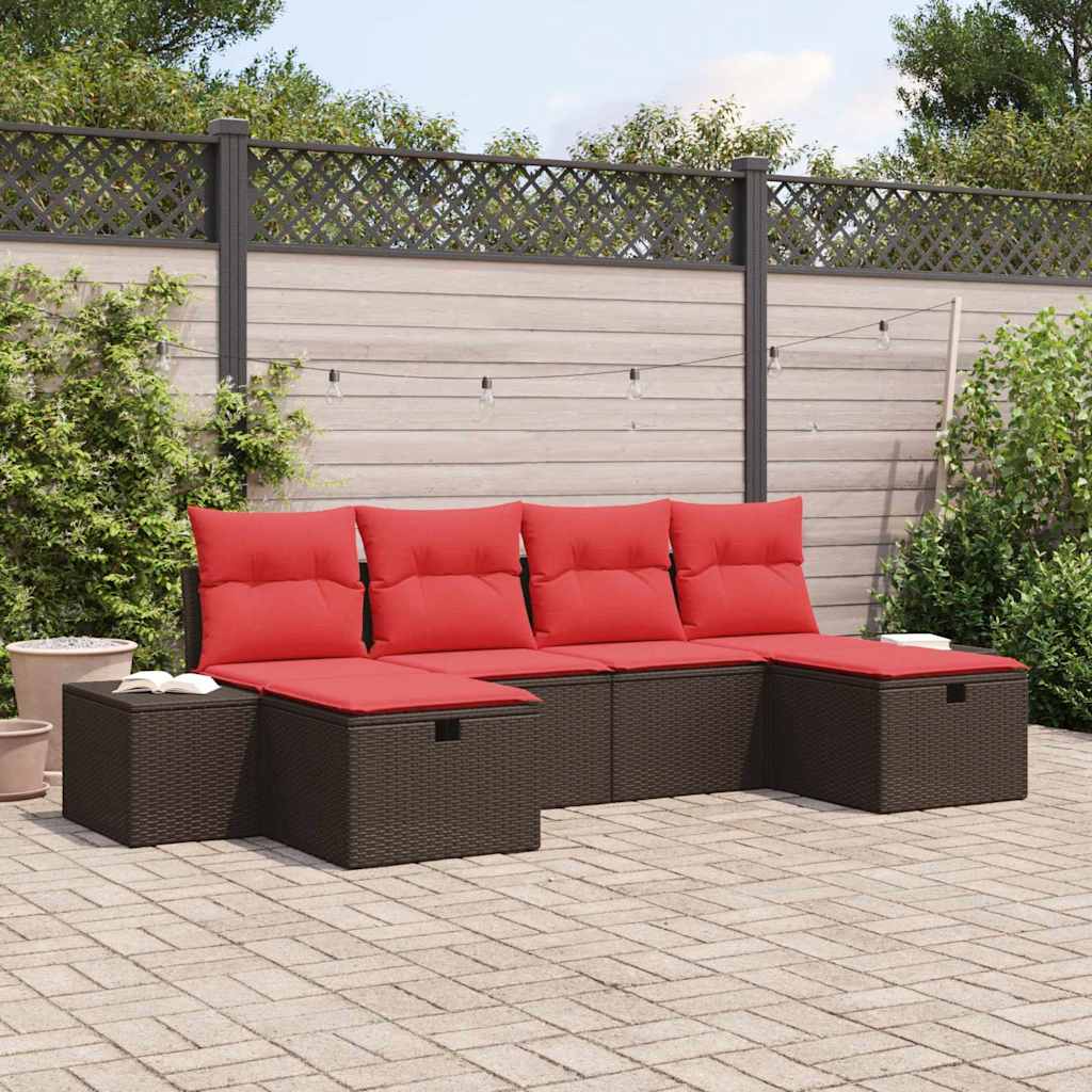 Ensemble de canapé de jardin 6 pcs Marron polyrotin - XIOS