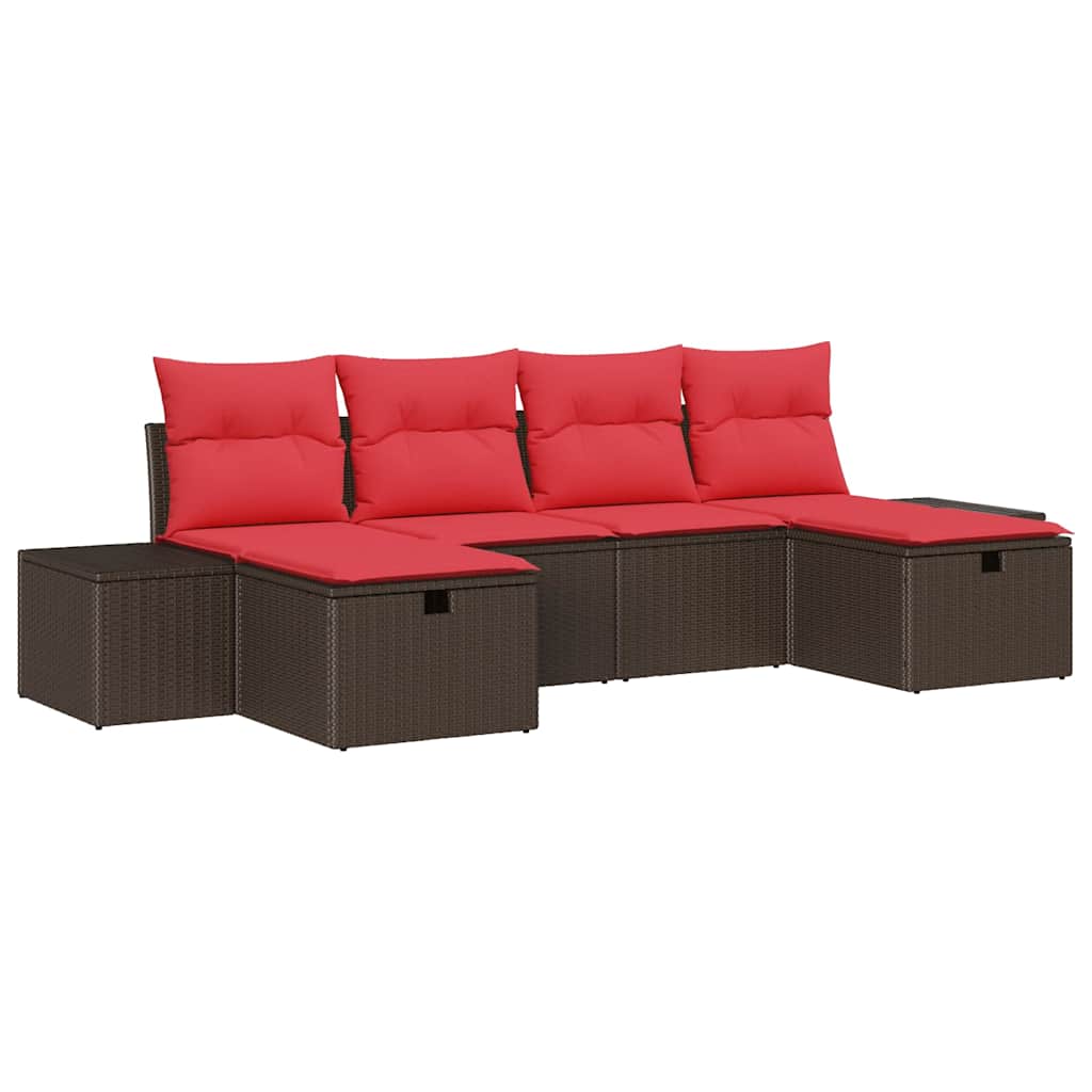Ensemble de canapé de jardin 6 pcs Marron polyrotin - XIOS