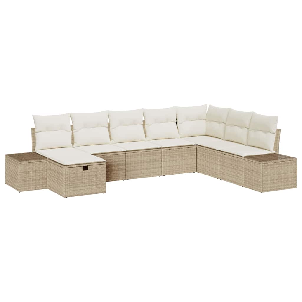 Ensemble de canapé de jardin avec coussin 8 pcs Beige polyrotin - XIOS