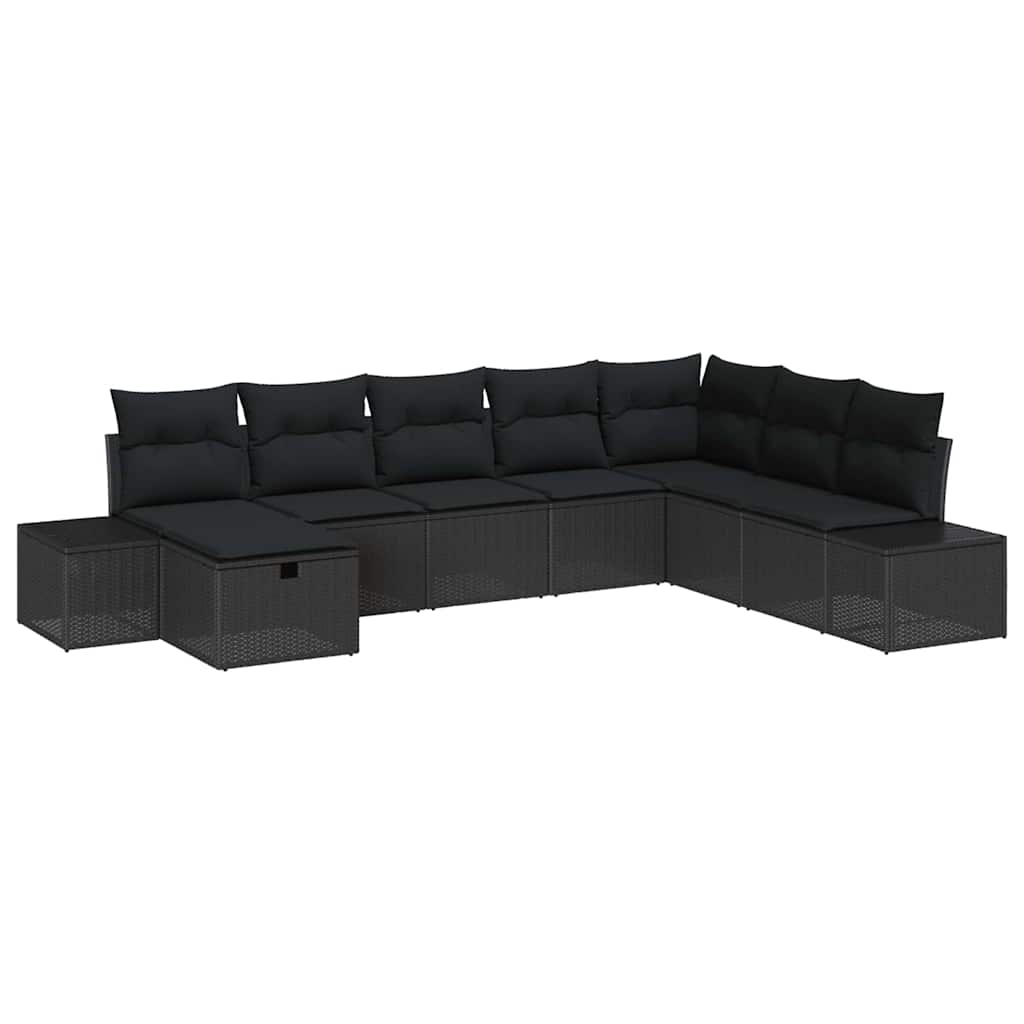 Ensemble de canapé de jardin avec coussin 8 pcs Noir polyrotin - XIOS