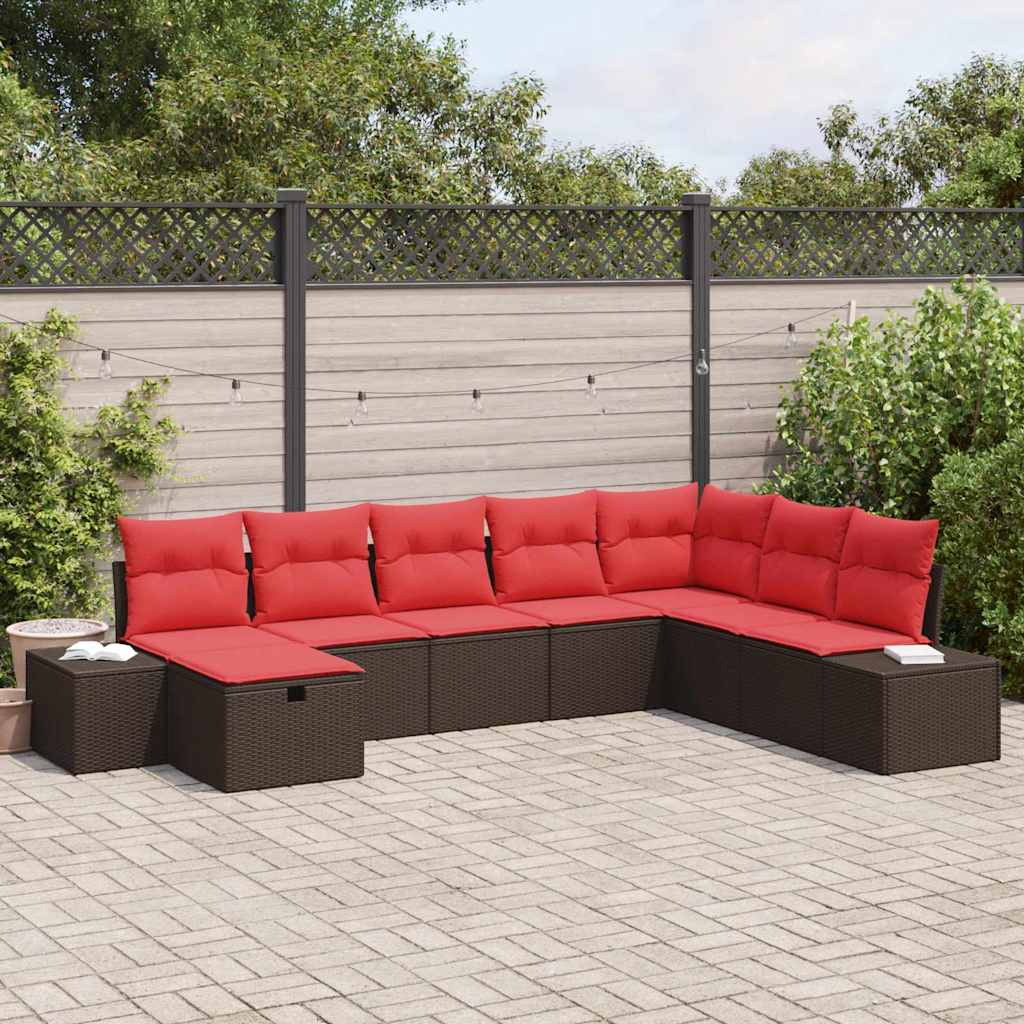 Ensemble de canapé de jardin 8 pcs Marron polyrotin - XIOS
