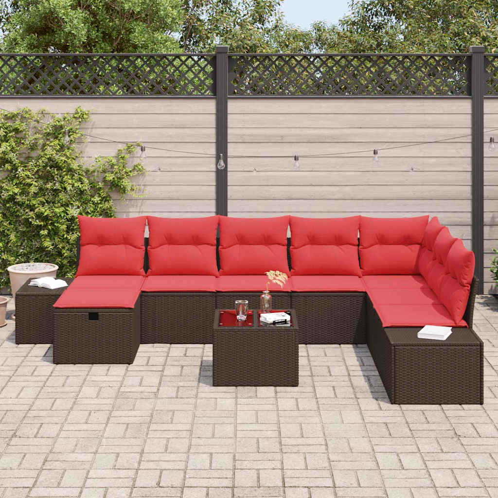 Ensemble de canapé de jardin 9 pcs Marron polyrotin - XIOS