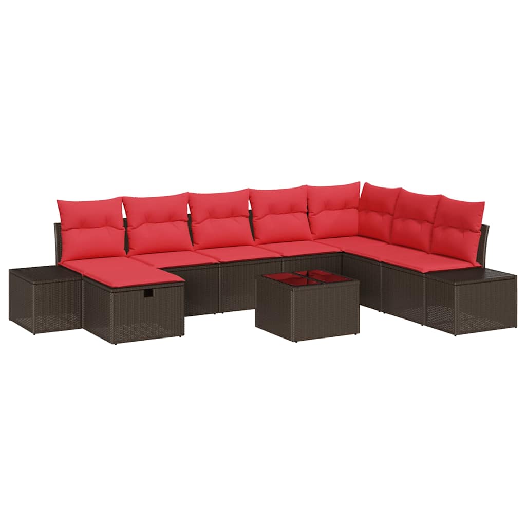 Ensemble de canapé de jardin 9 pcs Marron polyrotin - XIOS