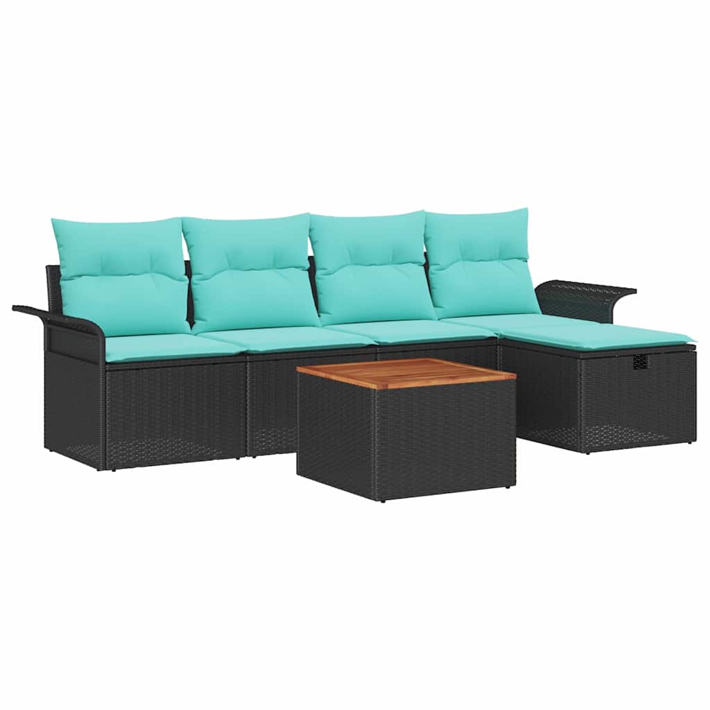 Ensemble de canapé de jardin avec coussin 6 pcs Noir polyrotin - XIOS