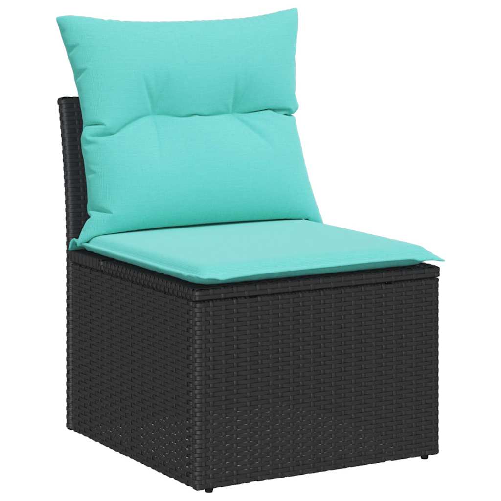 Ensemble de canapé de jardin avec coussin 7 pcs Noir polyrotin - XIOS