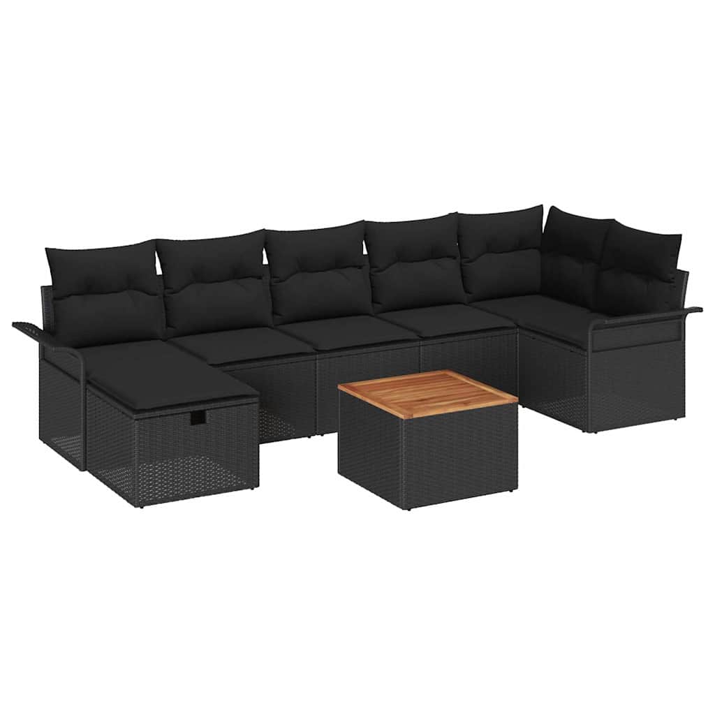 Ensemble de canapé de jardin avec coussin 8 pcs Noir polyrotin - XIOS