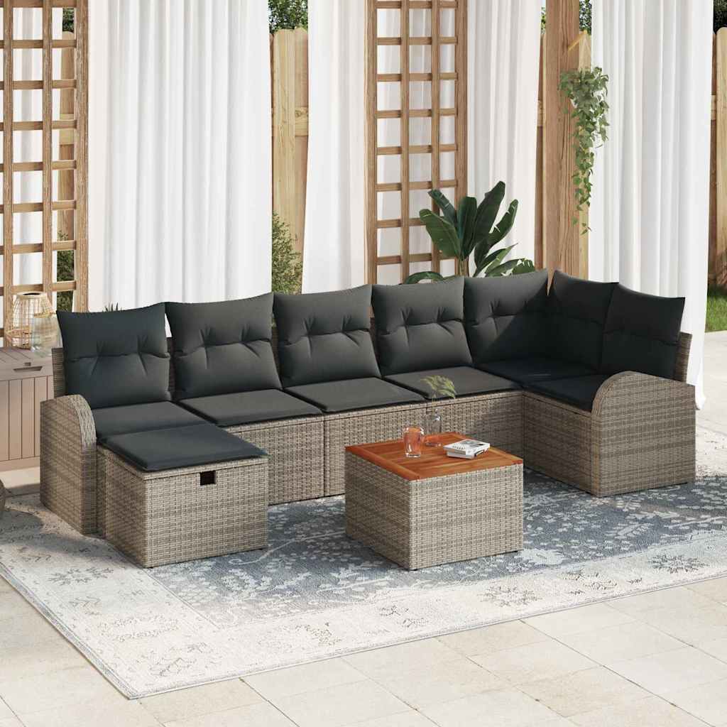 Ensemble de canapé de jardin avec coussin 8 pcs Gris polyrotin - XIOS