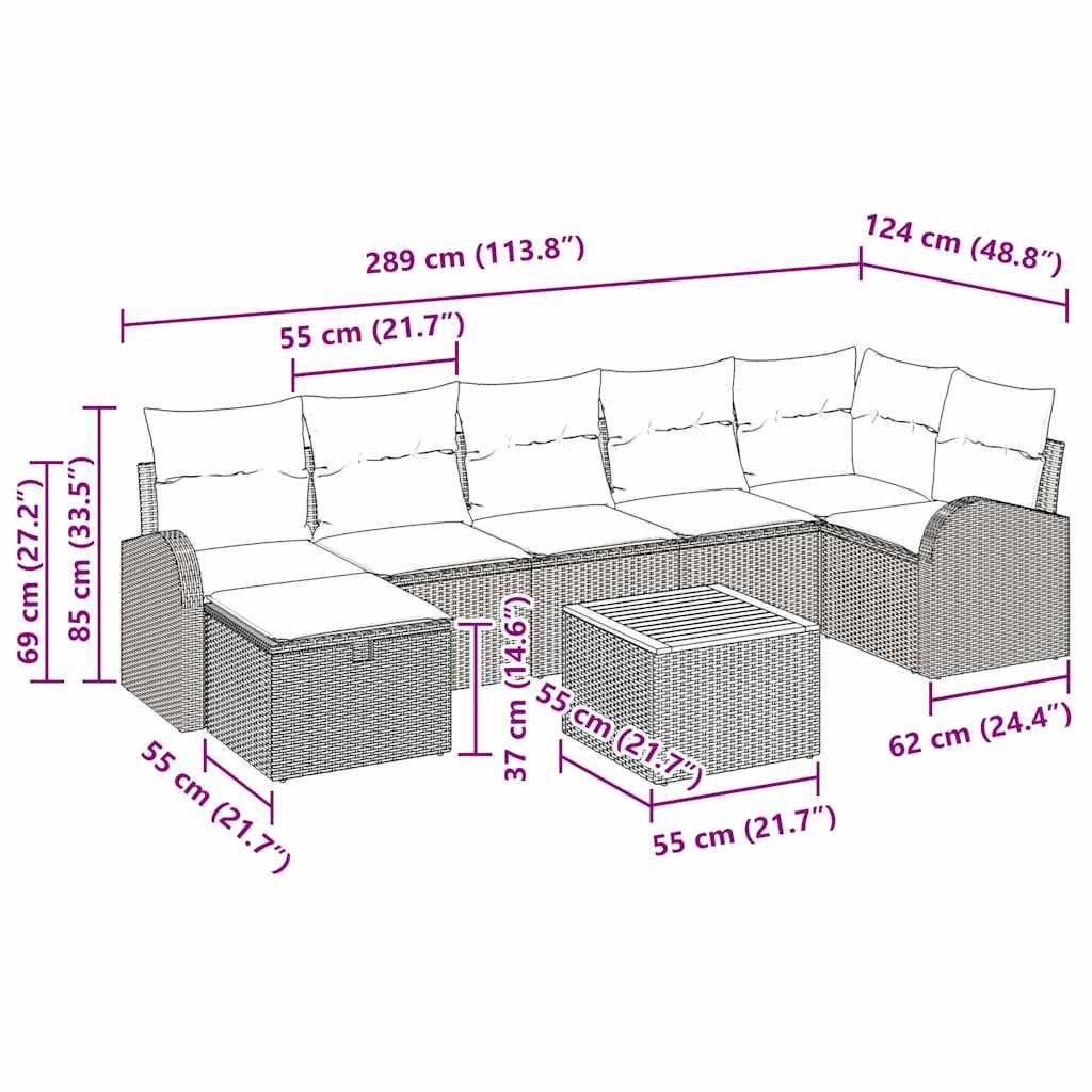 Ensemble de canapé de jardin avec coussin 8 pcs Noir polyrotin - XIOS