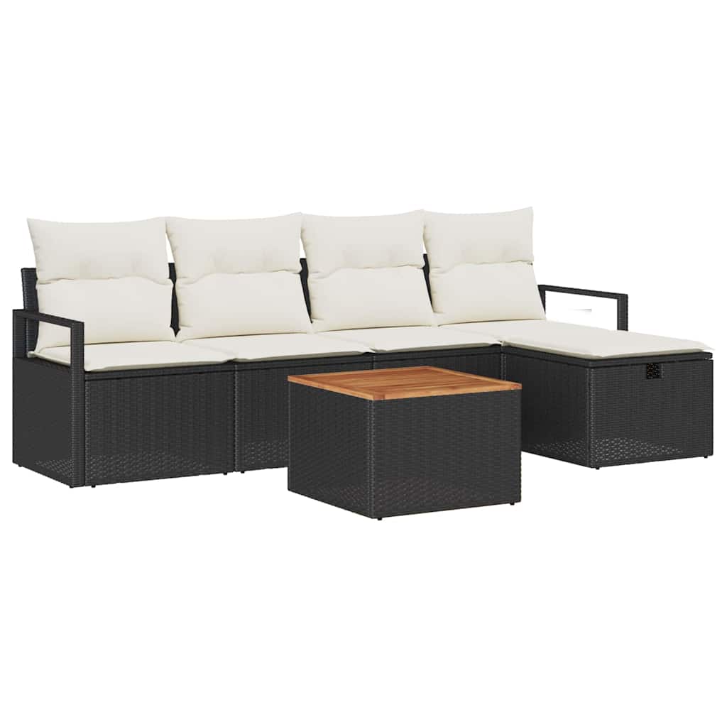 Ensemble de canapé de jardin avec coussin 6 pcs Noir polyrotin - XIOS