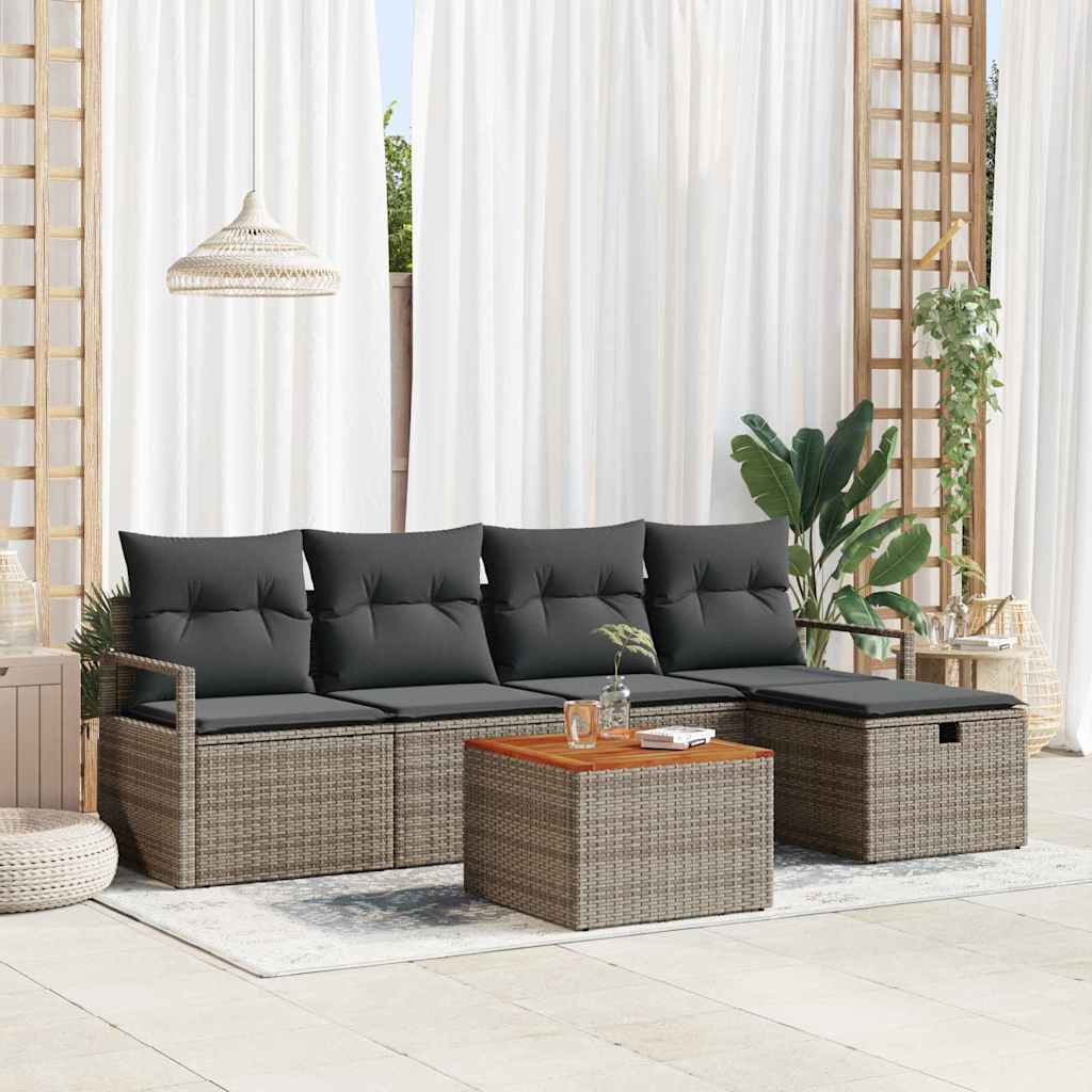 Ensemble de canapé de jardin avec coussin 6 pcs Gris polyrotin - XIOS