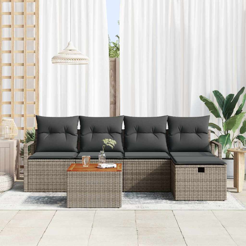 Ensemble de canapé de jardin avec coussin 6 pcs Gris polyrotin - XIOS