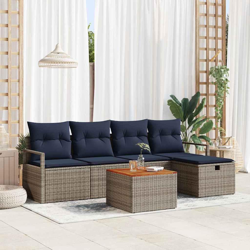 Ensemble de canapé de jardin avec coussin 6 pcs Gris polyrotin - XIOS