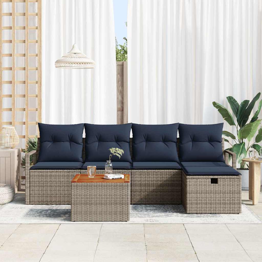 Ensemble de canapé de jardin avec coussin 6 pcs Gris polyrotin - XIOS