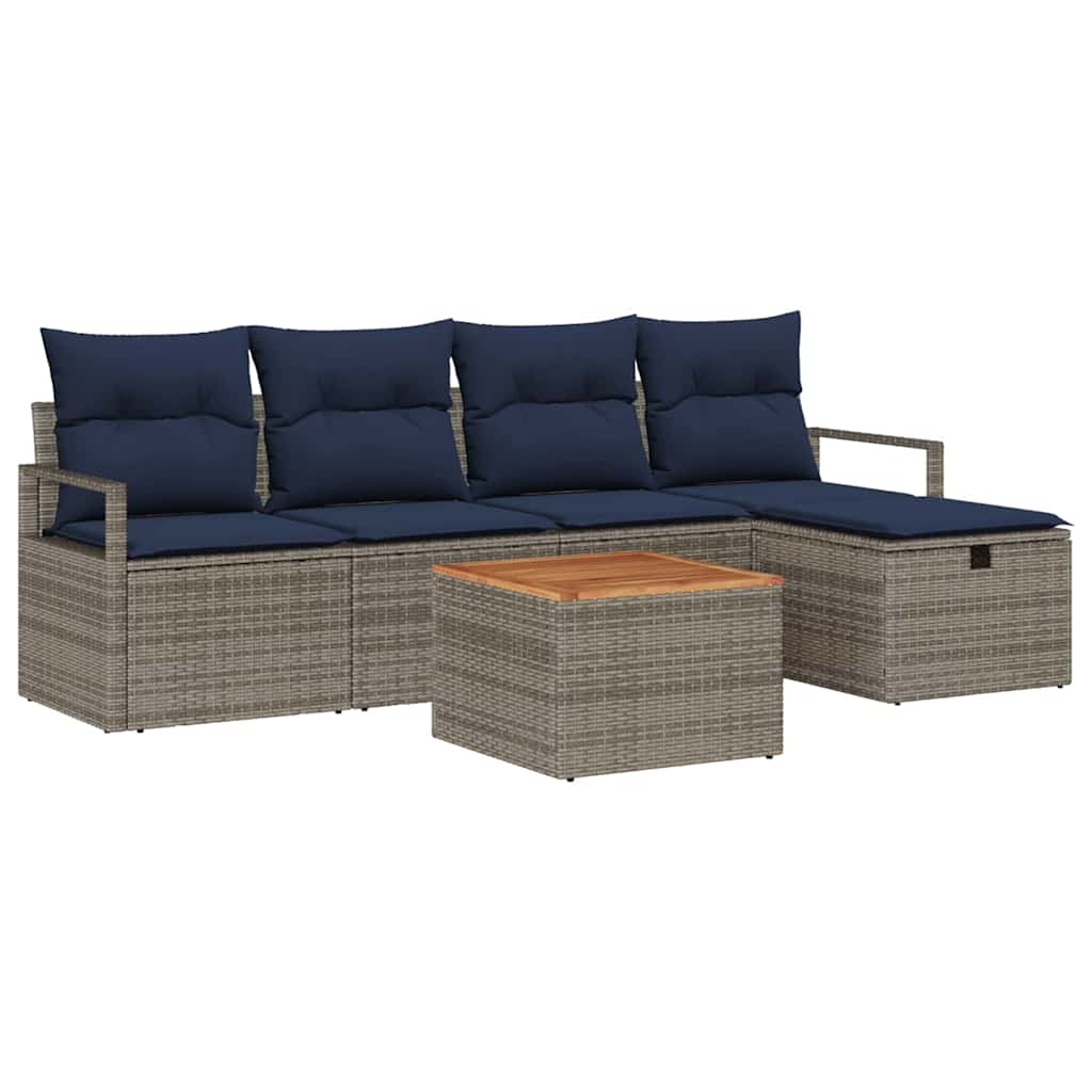 Ensemble de canapé de jardin avec coussin 6 pcs Gris polyrotin - XIOS