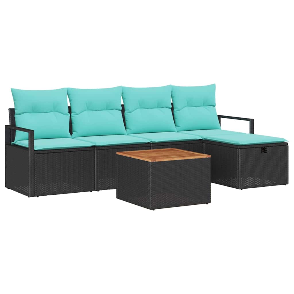 Ensemble de canapé de jardin avec coussin 6 pcs Noir polyrotin - XIOS