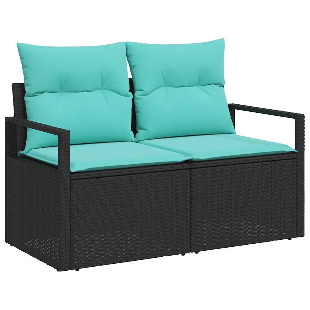 Ensemble de canapé de jardin avec coussin 6 pcs Noir polyrotin - XIOS