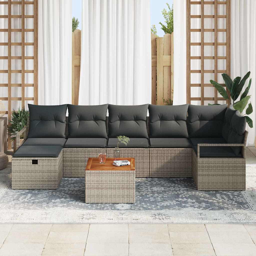 Ensemble de canapé de jardin avec coussin 8 pcs Gris polyrotin - XIOS