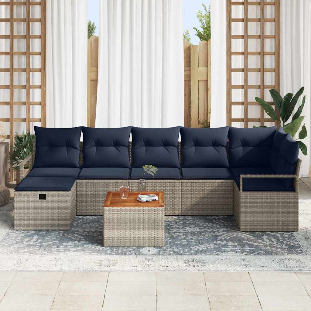 Ensemble de canapé de jardin avec coussin 8 pcs Gris polyrotin - XIOS