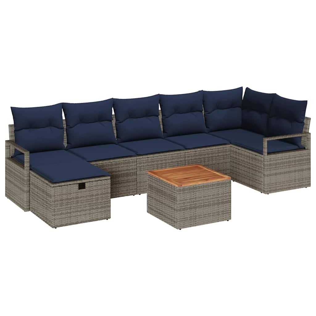 Ensemble de canapé de jardin avec coussin 8 pcs Gris polyrotin - XIOS