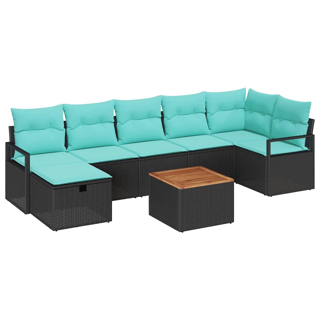 Ensemble de canapé de jardin avec coussin 8 pcs Noir polyrotin - XIOS