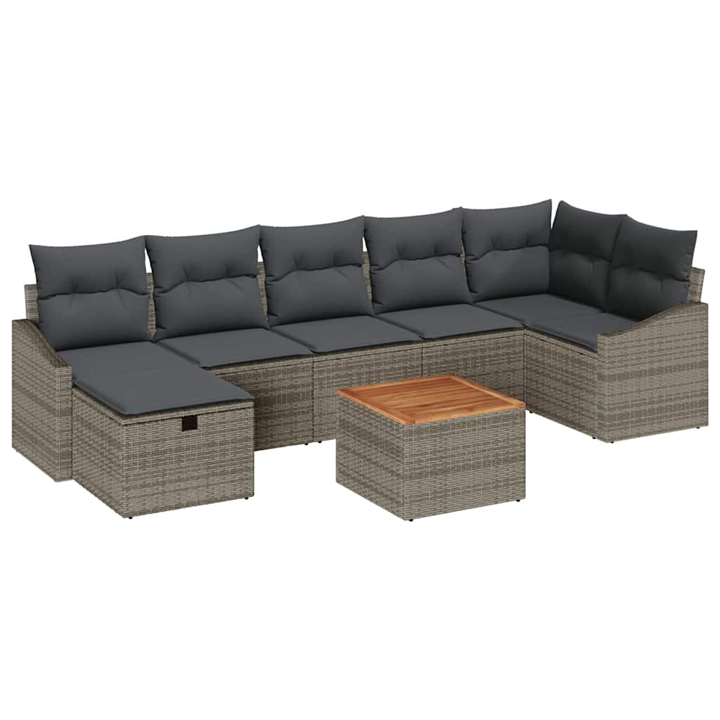 Ensemble de canapé de jardin avec coussin 8 pcs Gris polyrotin - XIOS