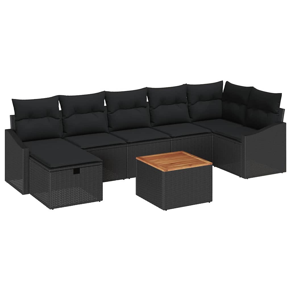 Ensemble de canapé de jardin avec coussin 8 pcs Noir polyrotin - XIOS