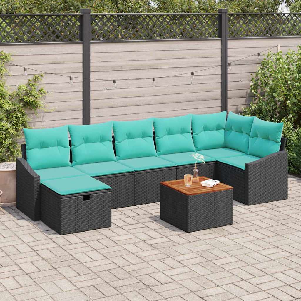 Ensemble de canapé de jardin avec coussin 8 pcs Noir polyrotin - XIOS