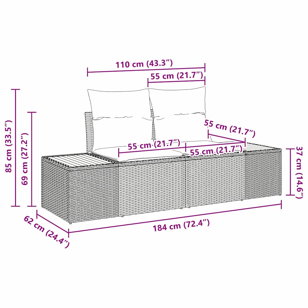 Ensemble de canapé de jardin avec coussin 4 pcs Noir Poly rotin - XIOS