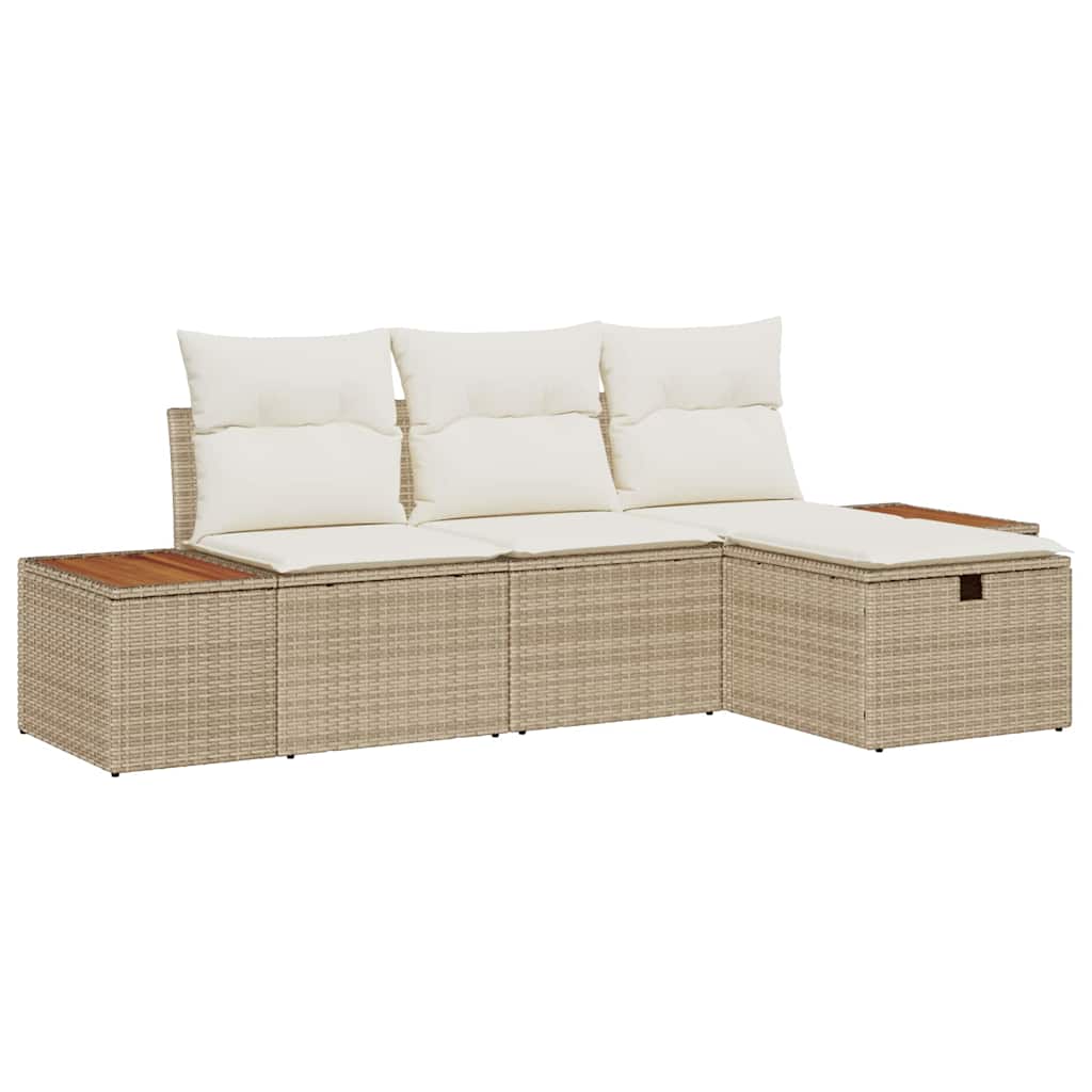 Ensemble de canapé de jardin 4 pcs Beige Poly rotin