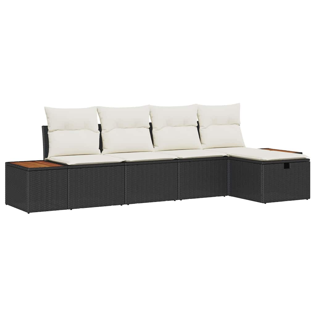 Ensemble de canapé de jardin avec coussin 5 pcs Noir polyrotin - XIOS