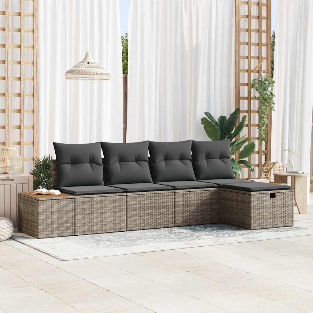 Ensemble de canapé de jardin avec coussin 5 pcs Gris polyrotin - XIOS
