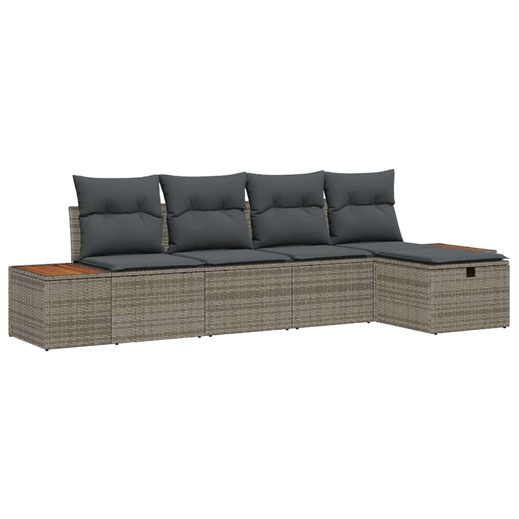 Ensemble de canapé de jardin avec coussin 5 pcs Gris polyrotin - XIOS