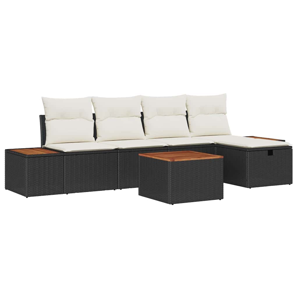 Ensemble de canapé de jardin avec coussin 6 pcs Noir polyrotin - XIOS