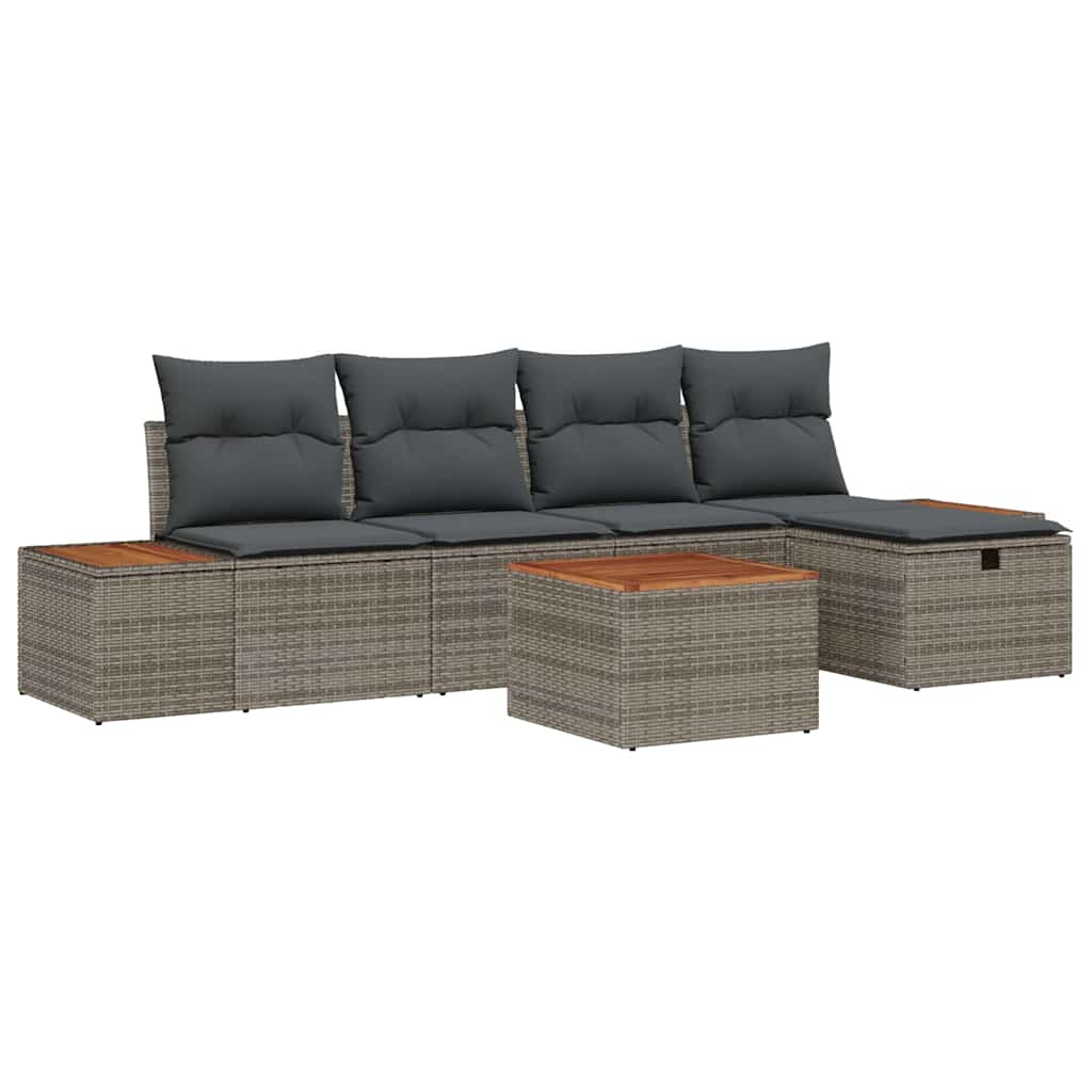 Ensemble de canapé de jardin avec coussin 6 pcs Gris polyrotin - XIOS