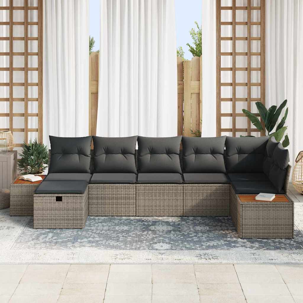 Ensemble de canapé de jardin avec coussin 7 pcs Gris polyrotin - XIOS