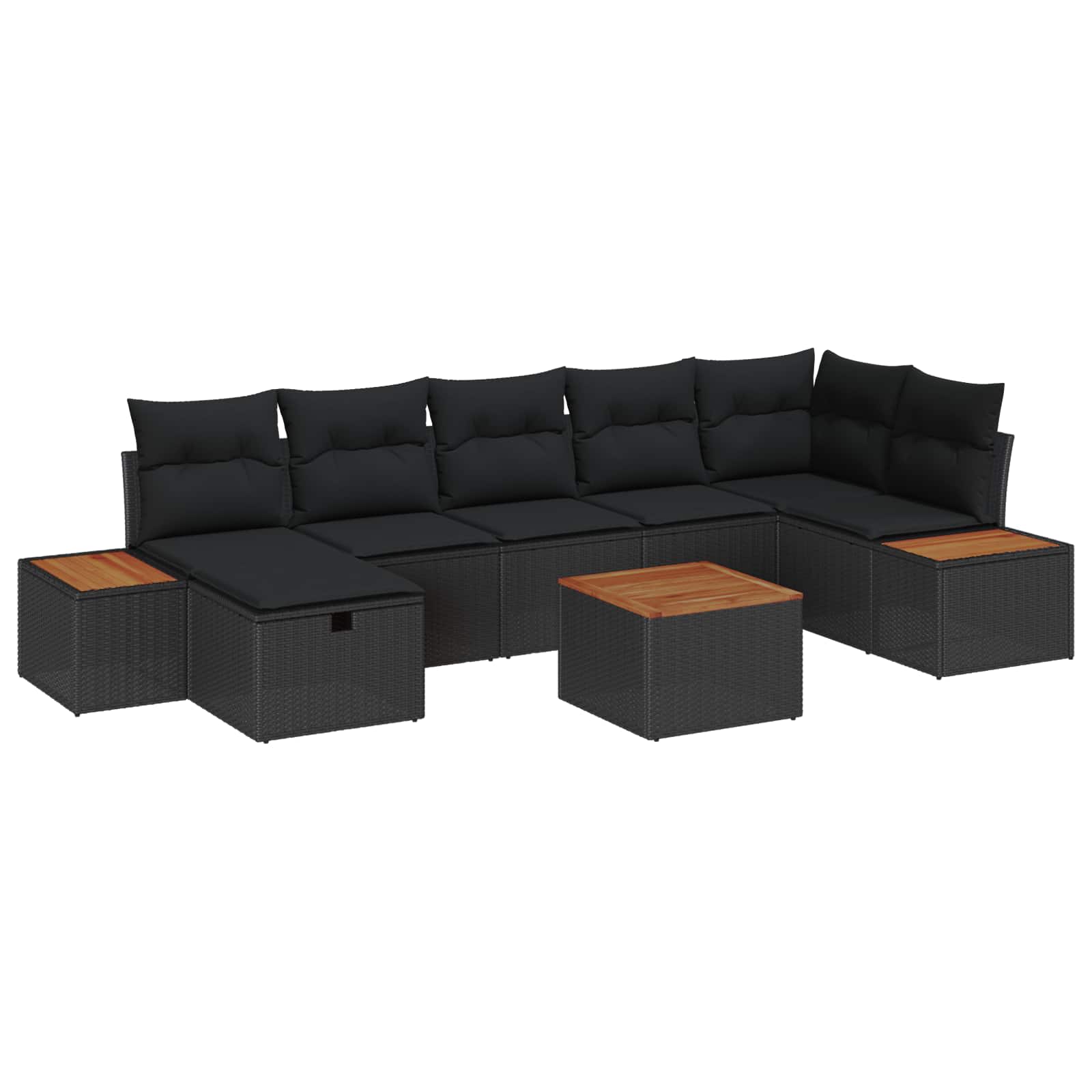 Ensemble de canapé de jardin avec coussin 8 pcs Noir polyrotin - XIOS
