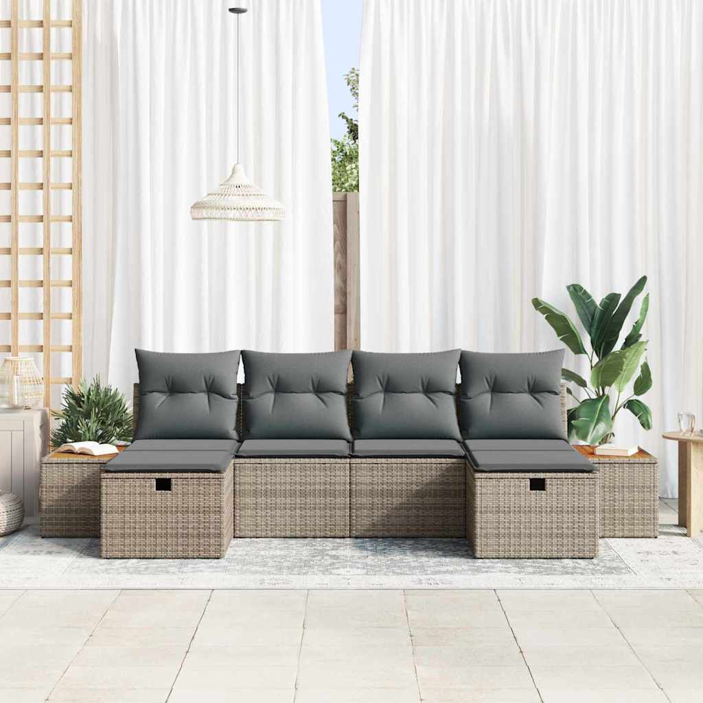Ensemble de canapé de jardin avec coussin 6 pcs Gris polyrotin - XIOS