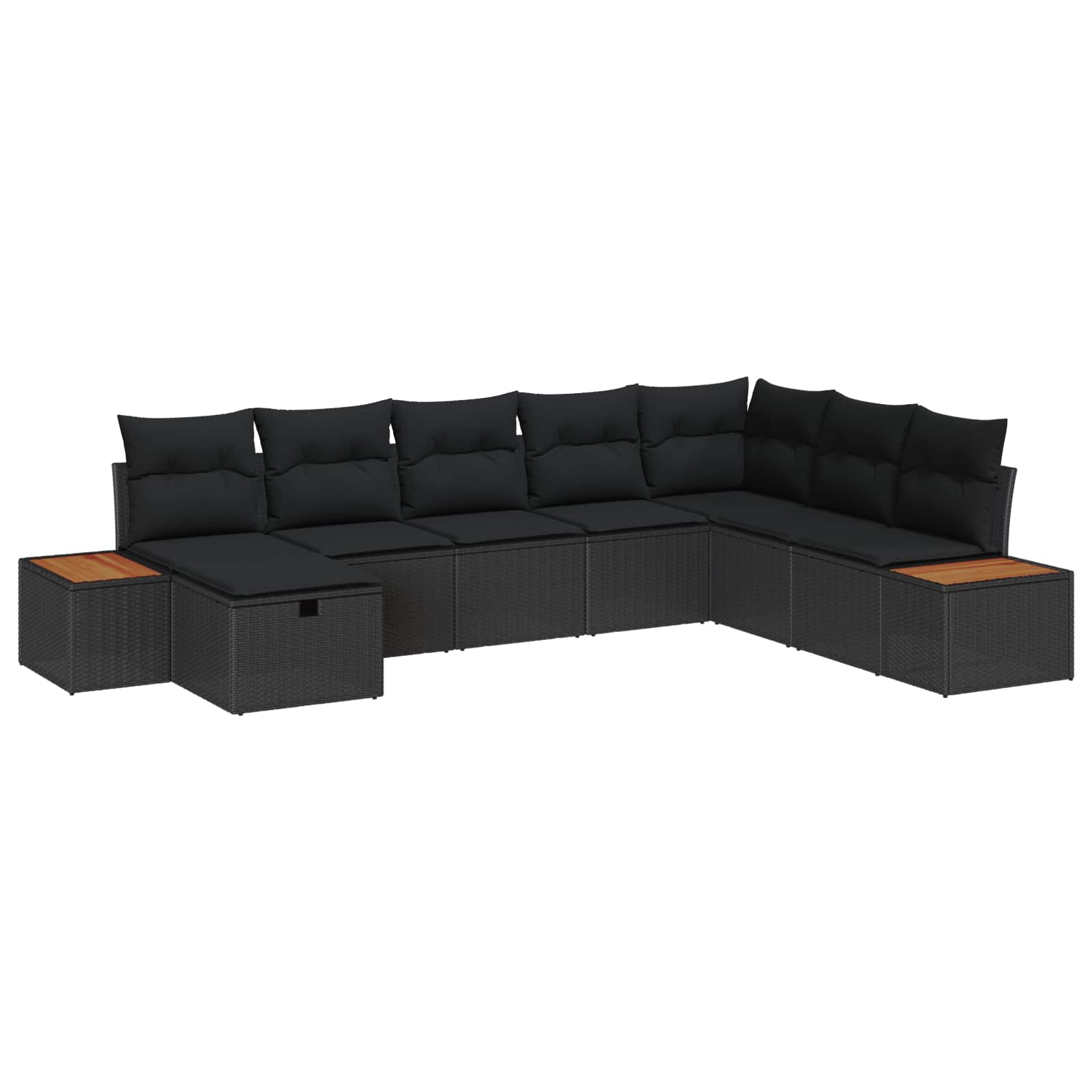 Ensemble de canapé de jardin avec coussin 8 pcs Noir polyrotin - XIOS