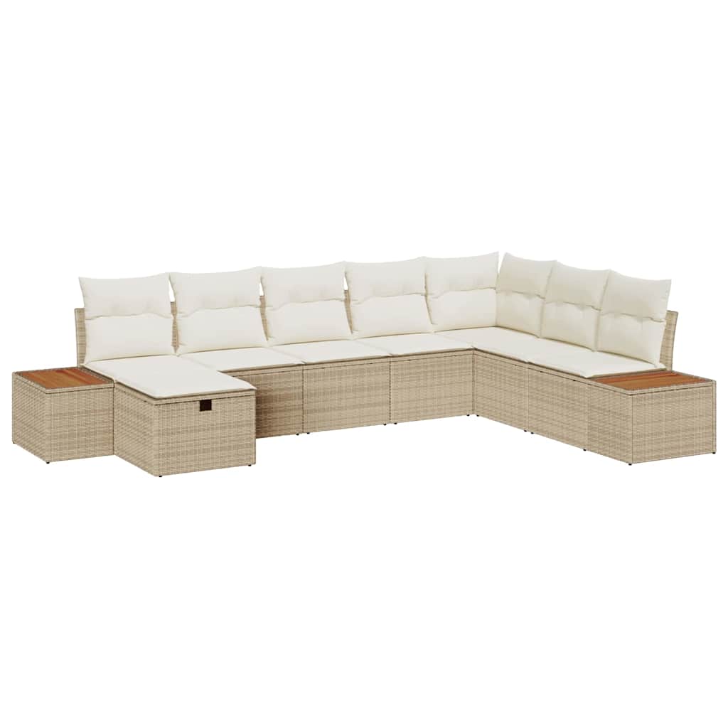 Ensemble de canapé de jardin avec coussin 9 pcs Beige polyrotin - XIOS