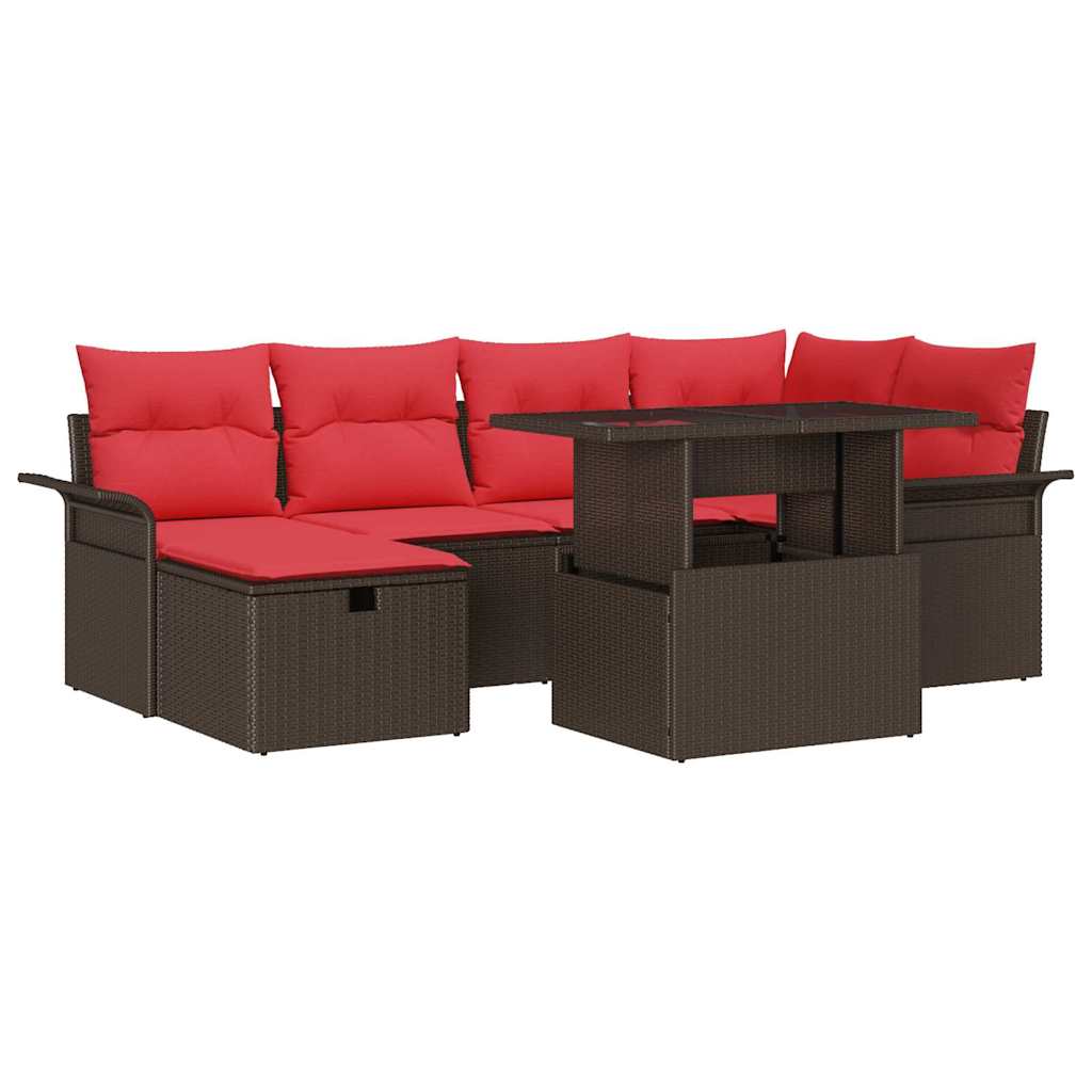Ensemble de canapé de jardin 7 pcs Marron Poly rotin - XIOS