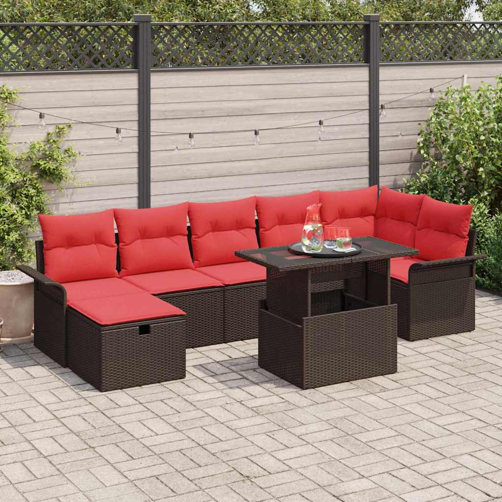 Ensemble de canapé de jardin 8 pcs Marron Poly rotin - XIOS