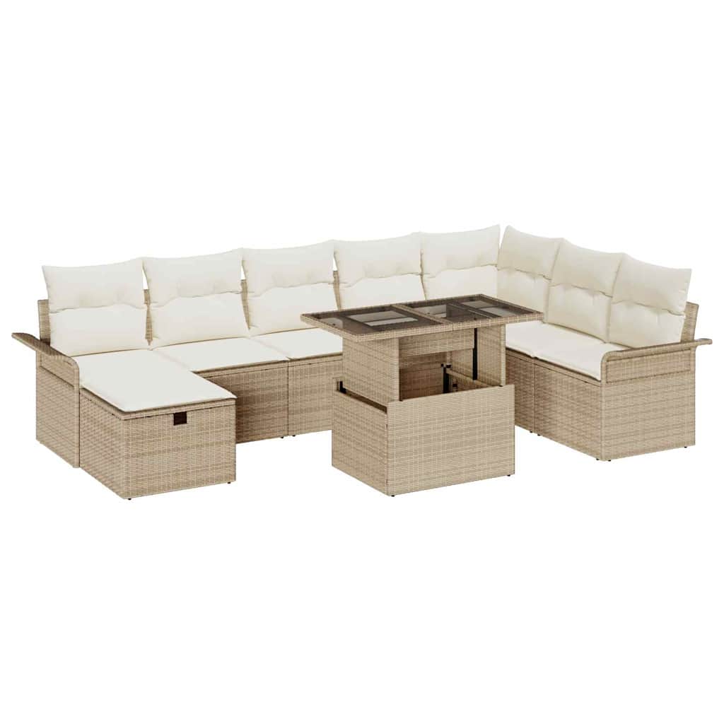 Ensemble de canapé de jardin 9 pcs Beige Poly rotin - XIOS