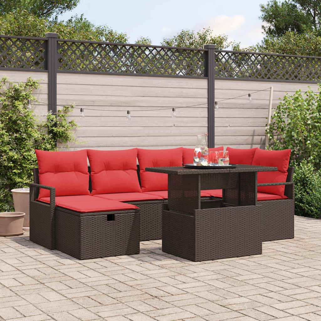 Ensemble de canapé de jardin 7 pcs Marron Poly rotin - XIOS