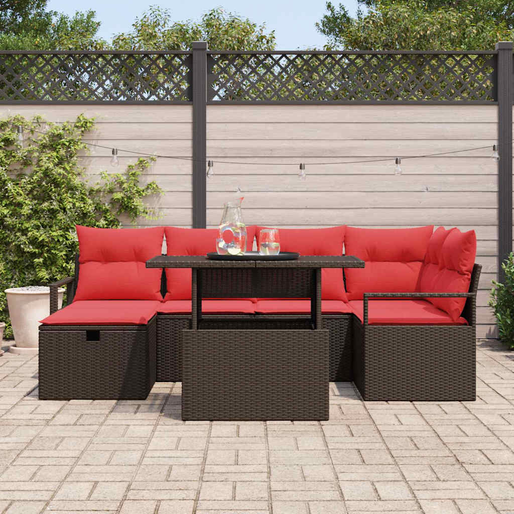 Ensemble de canapé de jardin 7 pcs Marron Poly rotin - XIOS