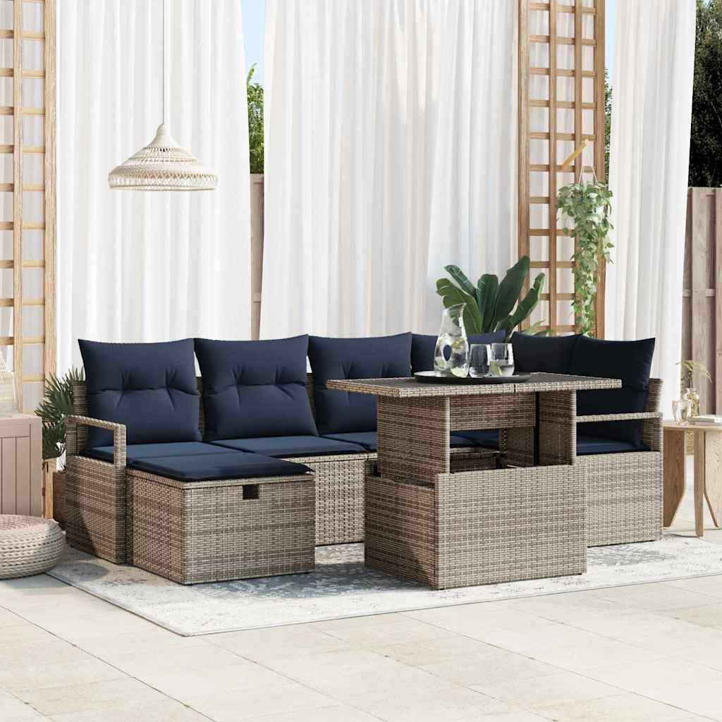 Ensemble de canapé de jardin avec coussin 7 pcs polyrotin - XIOS
