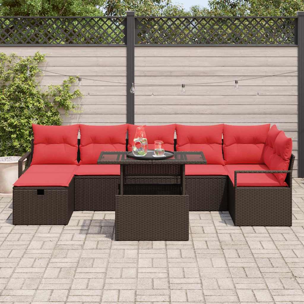 Ensemble de canapé de jardin 8 pcs Marron Poly rotin - XIOS
