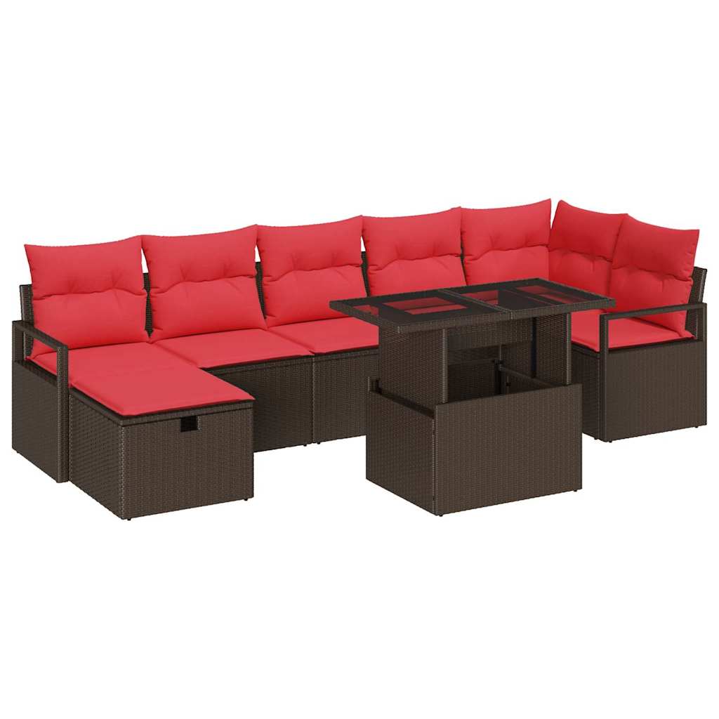 Ensemble de canapé de jardin 8 pcs Marron Poly rotin - XIOS