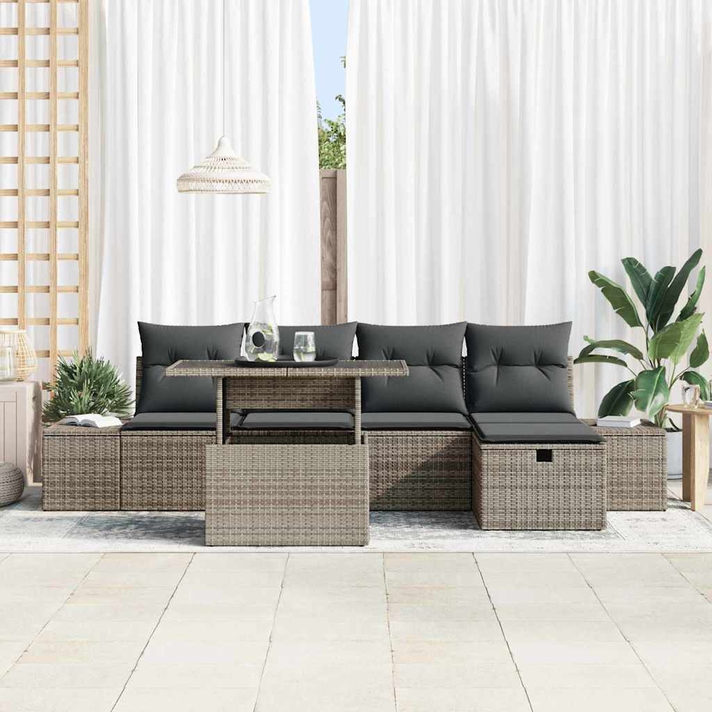 Ensemble de canapé de jardin avec coussin 6 pcs Poly rotin - XIOS