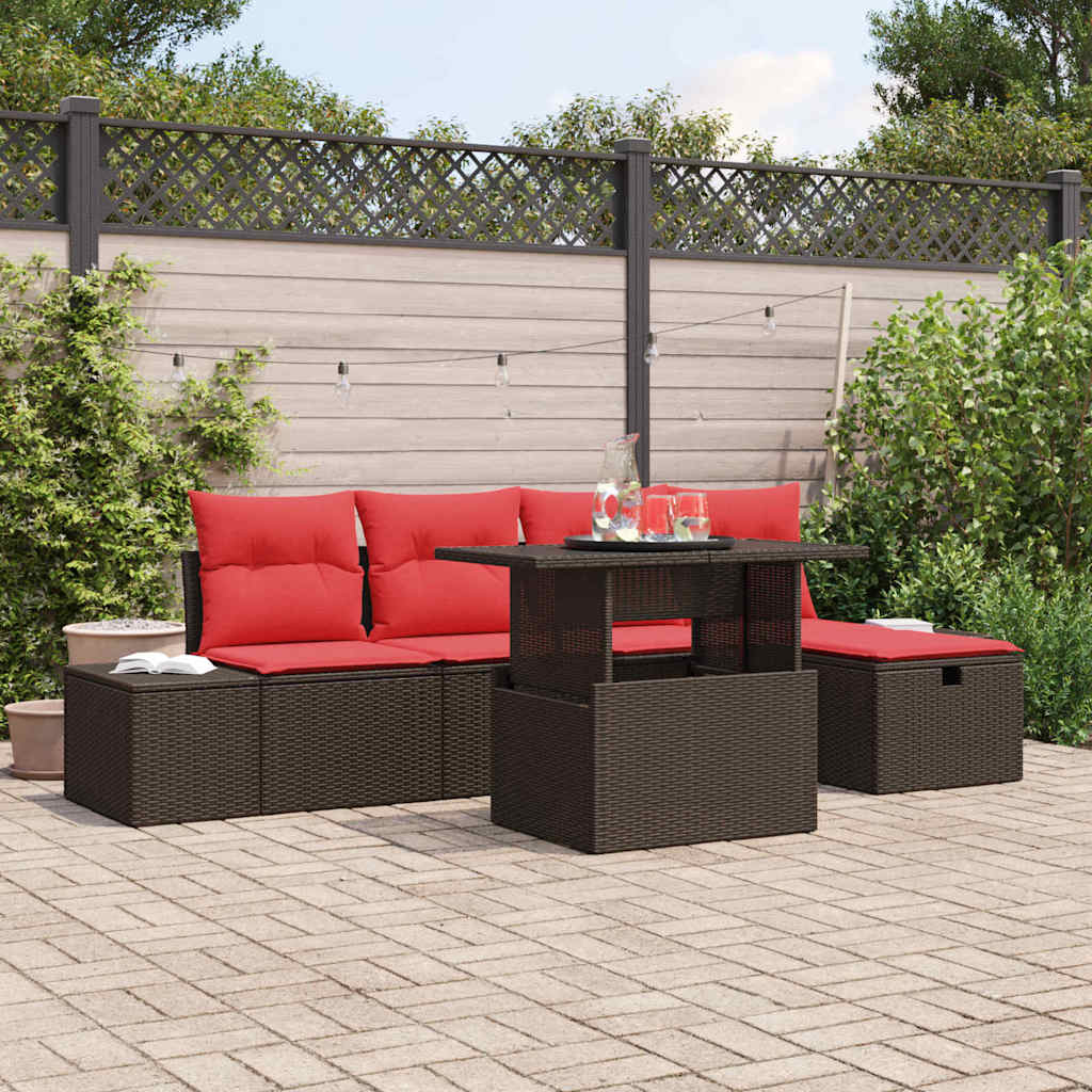 Ensemble de canapé de jardin avec coussin 6 pcs polyrotin - XIOS